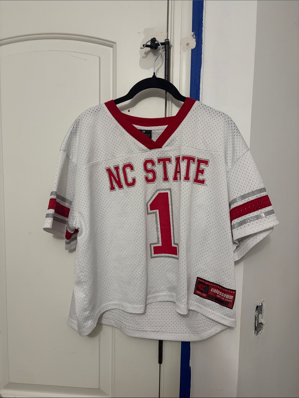 Colosseum NC State White & Red Football Jersey with Number 1